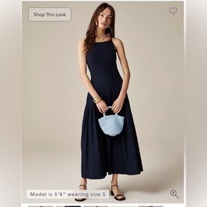 J. Crew Classic Pintuck Mixy Black Maxi Dress